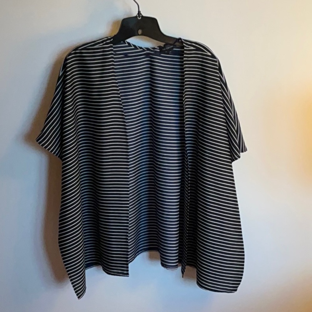 The Limited Striped Beach Open Front Cover Up/Kimono Navy and White, Size XS/S